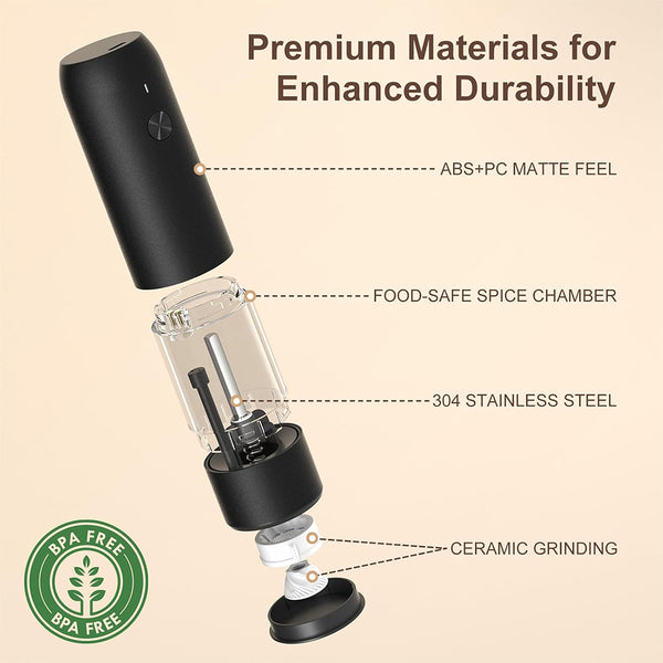 Sakerplus® Rechargeable Automatic Adjustable Electric Pepper Grinder