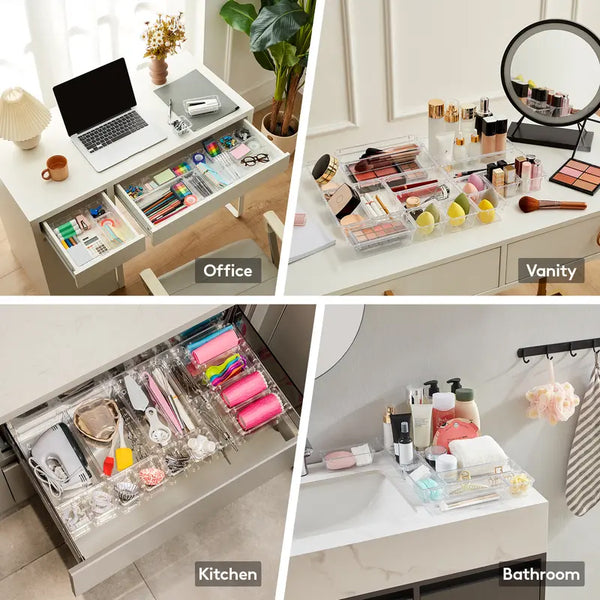 Sakerplus® Clear Drawer Organizer Trays For Storage