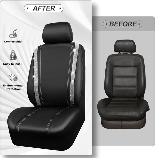 Fundas de asiento de coche de cuero de lujo Sakerplus® con brillo