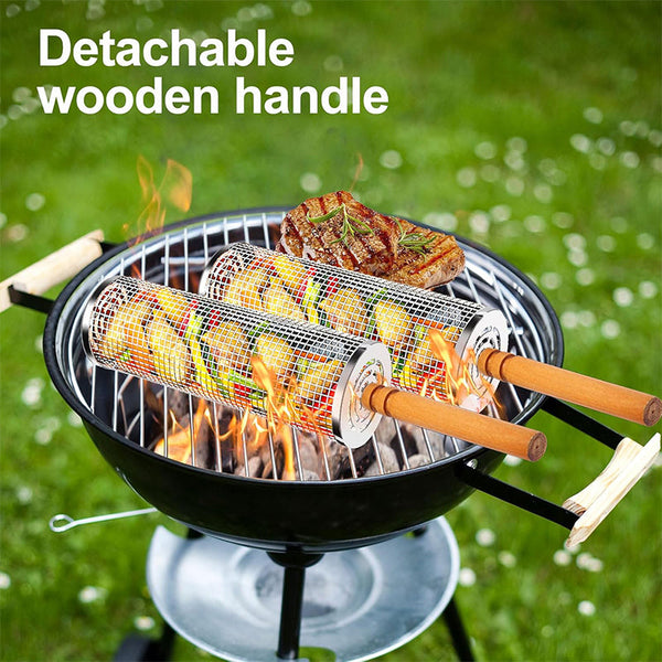 Sakerplus® Rolling Grill Basket Set