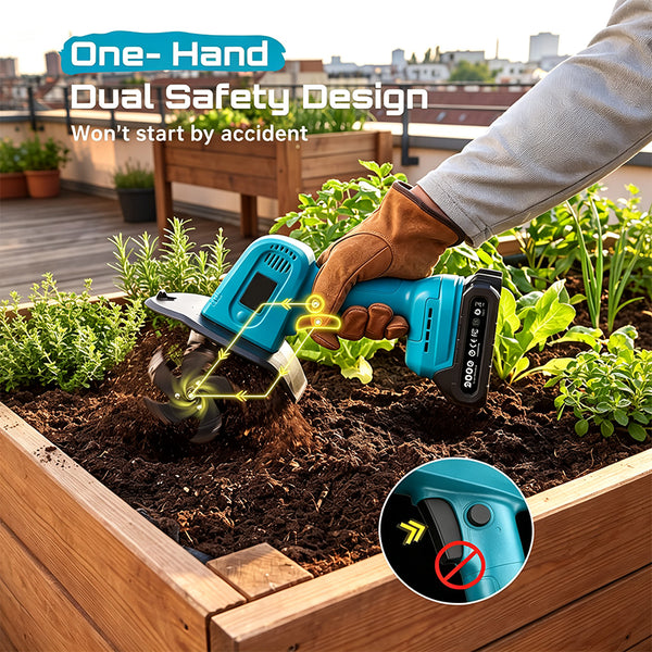 Sakerplus® Mini Cordless Electric Garden Tiller Cultivator