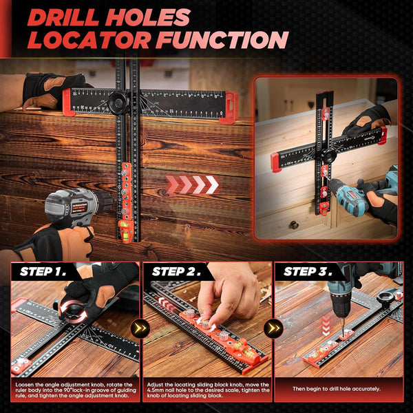 Sakerplus® 4 in 1 Drilling Positioning Ruler