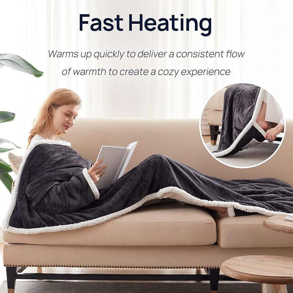 Sakerplus Electric Wearable Throw Blanket with Sleeves