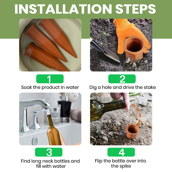 Sakerplus® Self-Watering Terracotta Plant Spikes Pack