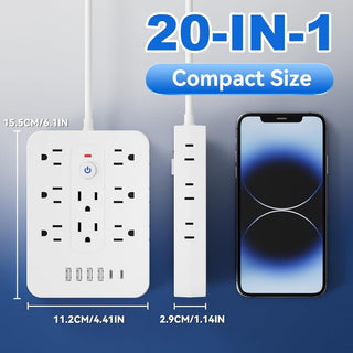 Sakerplus® 20-in-1 Surge Protector Power Strip