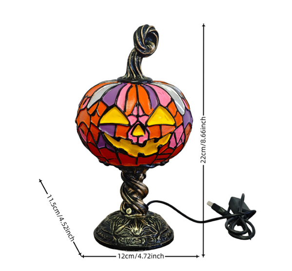 Sakerplus® Stained Glass Halloween Pumpkin Table Lamp