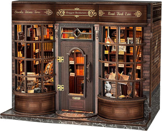 3D Wooden Book Nook Diorama Kit for Adults, DIY Miniature Bookshelf Insert with Solid Wood Materials, LED Lighting, Detailed Furniture Pieces, Dust Cover Protection, Creative Crafting Puzzle for Book Lovers, Home Library Decoration, Handmade Miniature Scene Building Kit for Hobbyists, Collectors, and Gift Giving