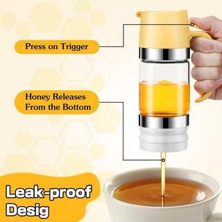 Sakerplus® Glass Honey Syrup Dispenser Jar