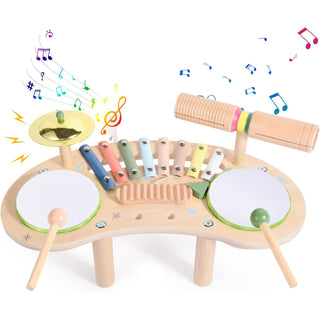 Sakerplus® 7 In 1 Wooden Kids Drum Set