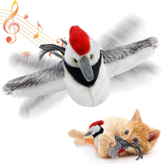 Flapping Chirping Interactive Cat Bird Toy – USB Rechargeable Catnip Cat Toy with Motion Sensor, Realistic Flapping Wings, Lifelike Chirping Bird Sound, Soft Bite-Resistant Plush Kitty Toy for Indoor Cats, Exercise, Hunting Instinct Training, Stress Relief, Boredom Reduction, Automatic Touch-Activated Pet Toy for Kittens and Adult Cats | Ideal Gift for Pets on Christmas, Thanksgiving, New Year, Birthdays, and Daily Playtime