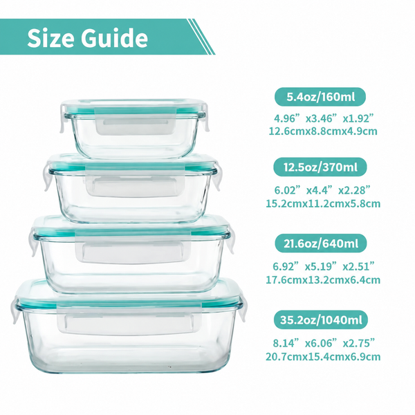 Sakerplus® Four-Piece Glass Food Storage Container Set