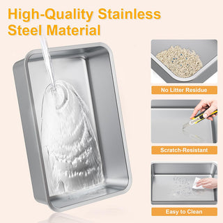 Sakerplus Stainless Steel Enclosed Cat Litter Box