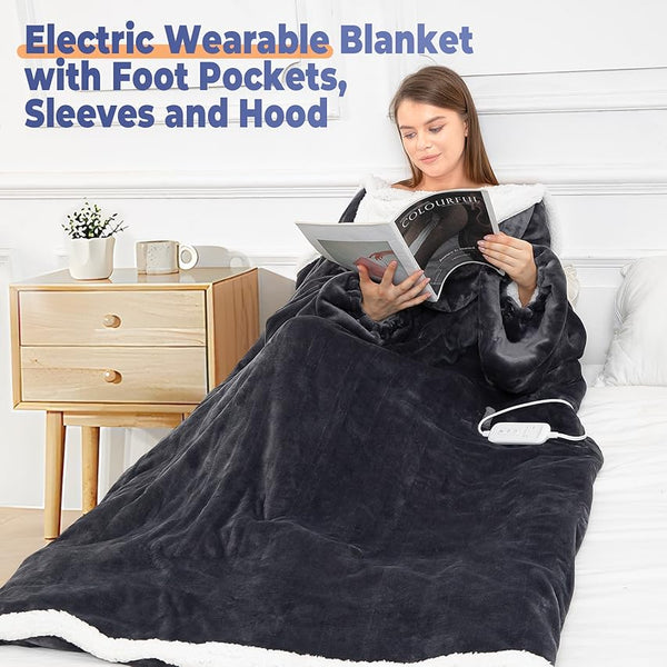 Sakerplus Electric Wearable Throw Blanket with Sleeves