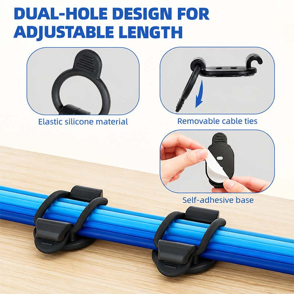 Sakerplus® Adjustable Elastic Cable Management Clips