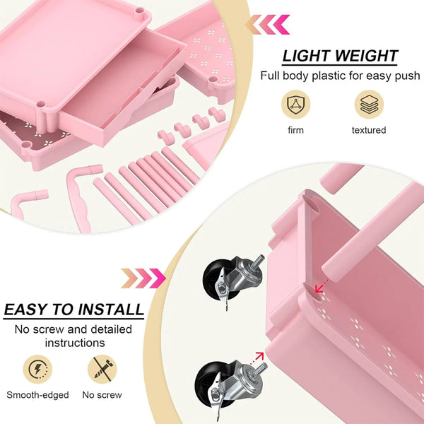 Sakerplus® Rolling Utility Storage Cart With Drawer