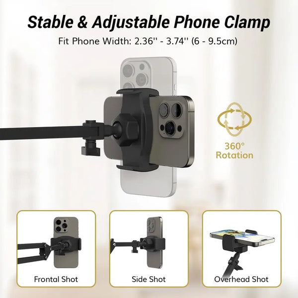 Sakerplus® Overhead Ring Light Kit with Boom Arm & Phone Holder