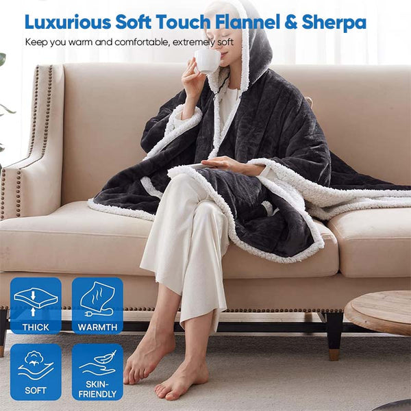 Sakerplus Electric Wearable Throw Blanket with Sleeves