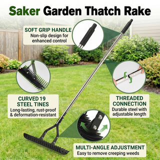 Sakerplus® Heavy Duty Lawn Thatch Rake