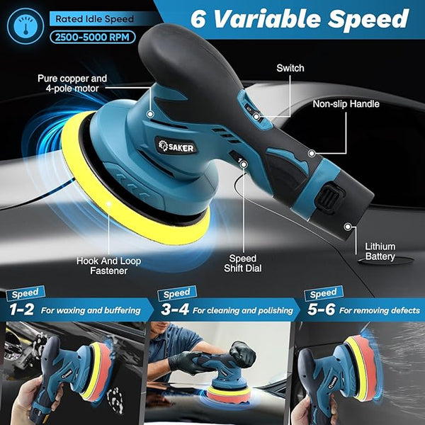 Pulidora de coche inalámbrica Sakerplus