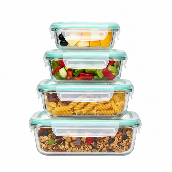 Sakerplus® Four-Piece Glass Food Storage Container Set