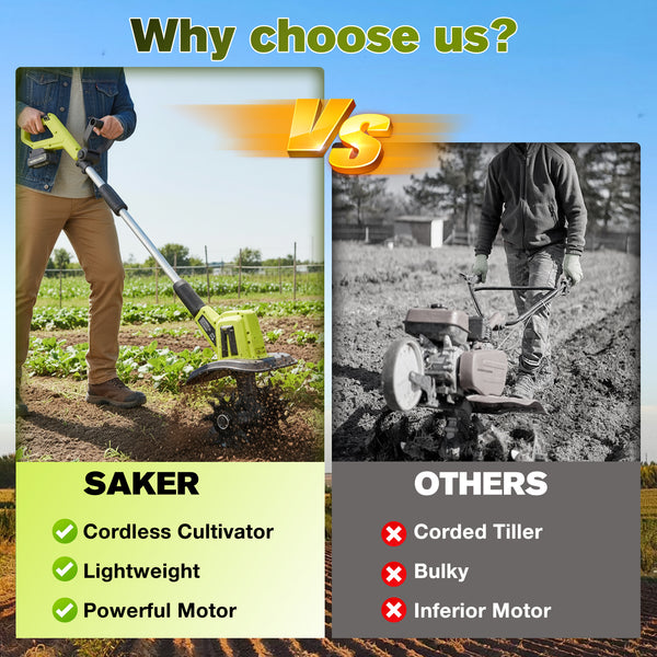 Cultivador eléctrico inalámbrico Saker de 22 V