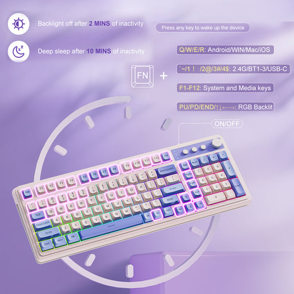 Sakerplus Tri-Mode RGB Gaming Keyboard