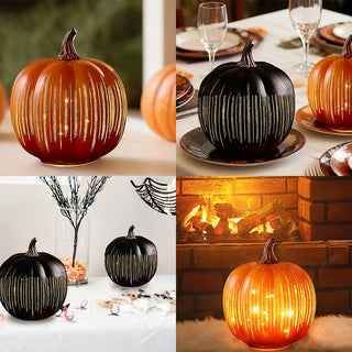 Sakerplus Illuminated Starry Night Glass Pumpkins
