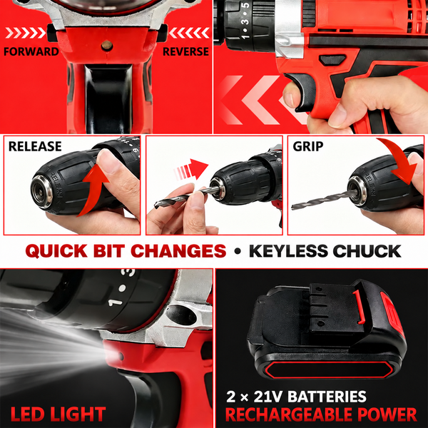 Sakerplus® 128 Piece Cordless Drill Tool Set