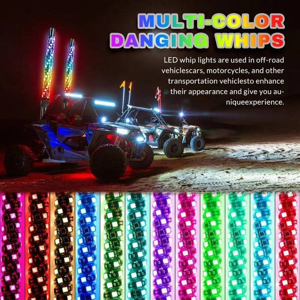 Sakerplus® Spiral RGB LED Whip Lights Set