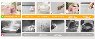 Sakerplus Stainless Steel Enclosed Cat Litter Box