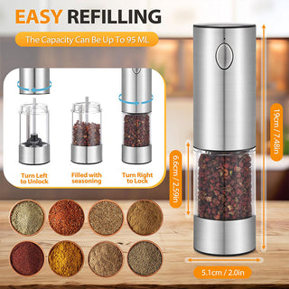 Sakerplus Rechargeable Electric Salt and Pepper Grinder Set