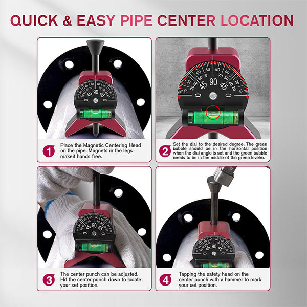 Sakerplus® Magnetic Pipe Center Finder Gauge Tool