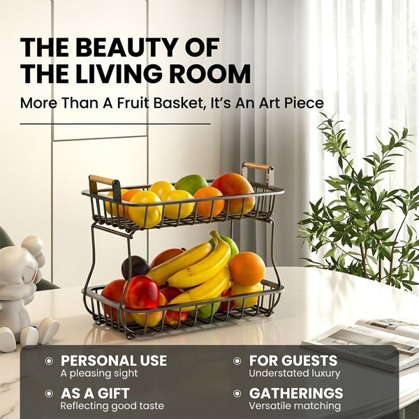 Sakerplus® 2-Tier Metal Wire Fruit Storage Basket