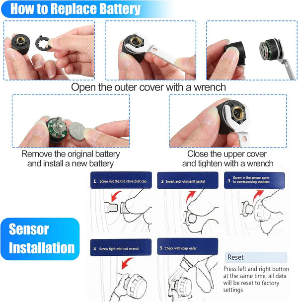 SAKER Solar Powered Car Tire Accuracy Pressure Monitor