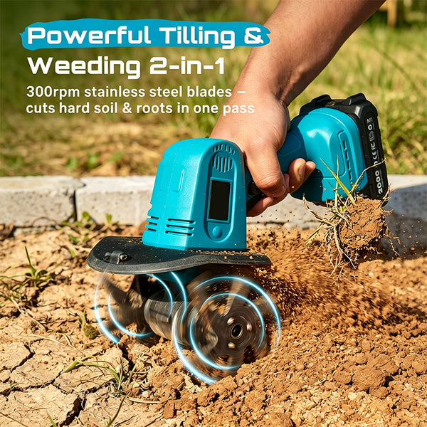 Sakerplus® Mini Cordless Electric Garden Tiller Cultivator