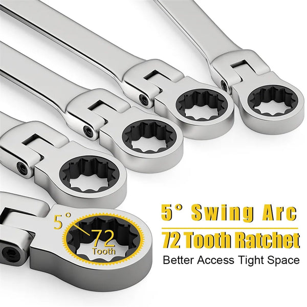 Sakerplus® Flex Head Ratcheting Wrench Set 16pcs