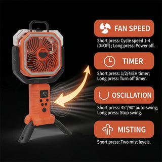 Sakerplus® Camping Fan Portable Adjustable Height Stand