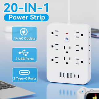 Sakerplus® 20-in-1 Surge Protector Power Strip