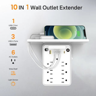 Sakerplus Multi-plug outlet with night light