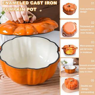 Sakerplus Enameled Cast Iron Pumpkin Dutch Oven