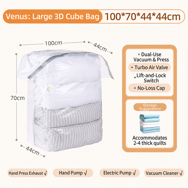 Sakerplus® Cube Vacuum Storage Bags