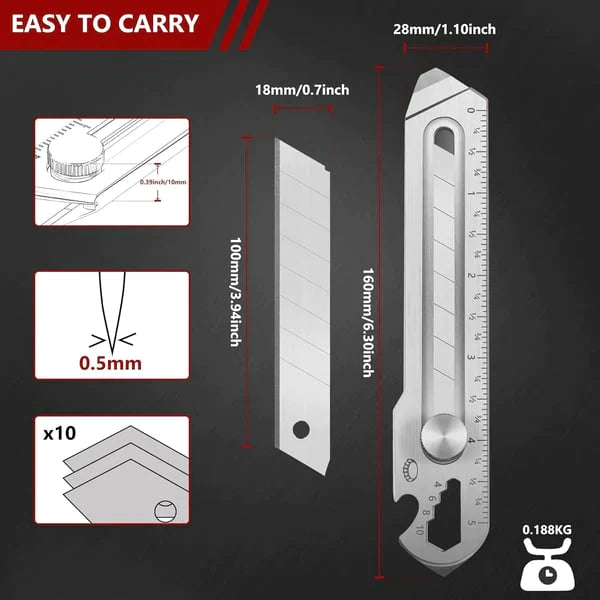 Sakerplus 6 in 1 All-Purpose Portable Stainless Steel Utility Knife