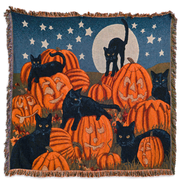 Sakerplus® Vintage Halloween Cat Cozy Throw Blanket