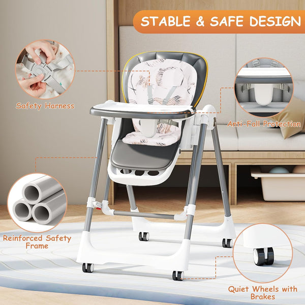 Sakerplus® Electric Foldable Adjustable Baby High Chair