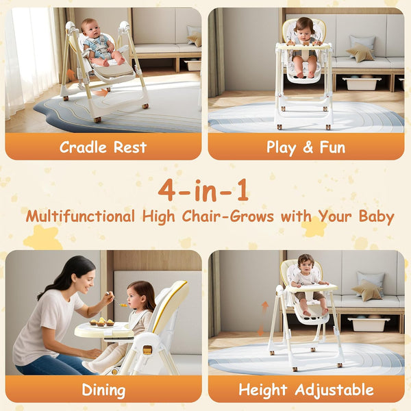 Sakerplus® Electric Foldable Adjustable Baby High Chair