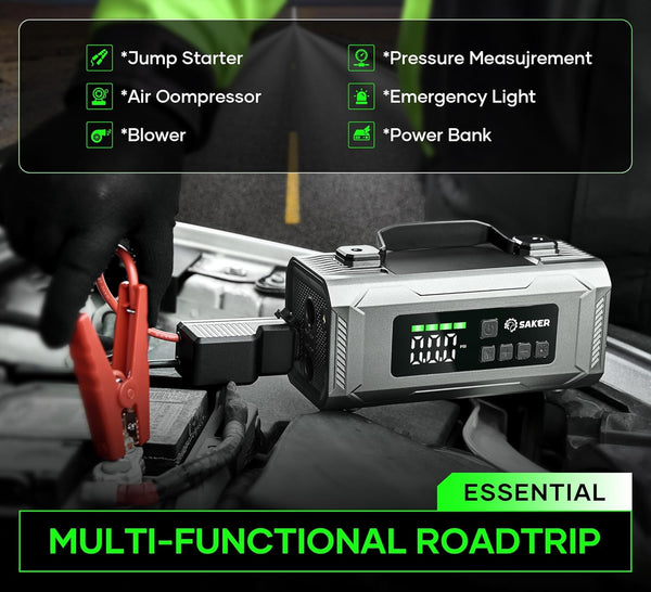 Saker Jump Starter with Air Compressor 6-in-1 Multifunctional
