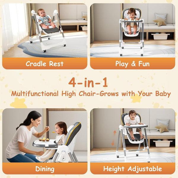 Sakerplus® Electric Foldable Adjustable Baby High Chair