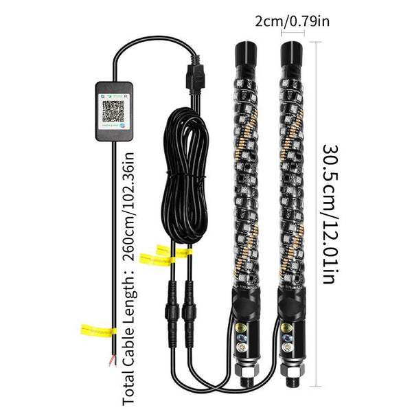 Sakerplus® Spiral RGB LED Whip Lights Set