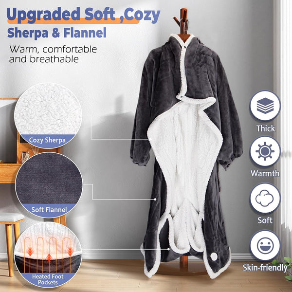 Sakerplus Electric Wearable Throw Blanket with Sleeves
