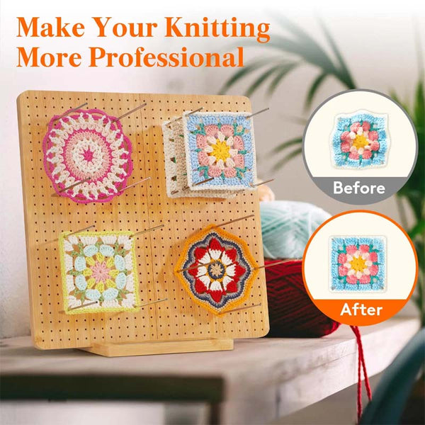 Sakerplus® Bamboo Crochet Blocking Board With Pins